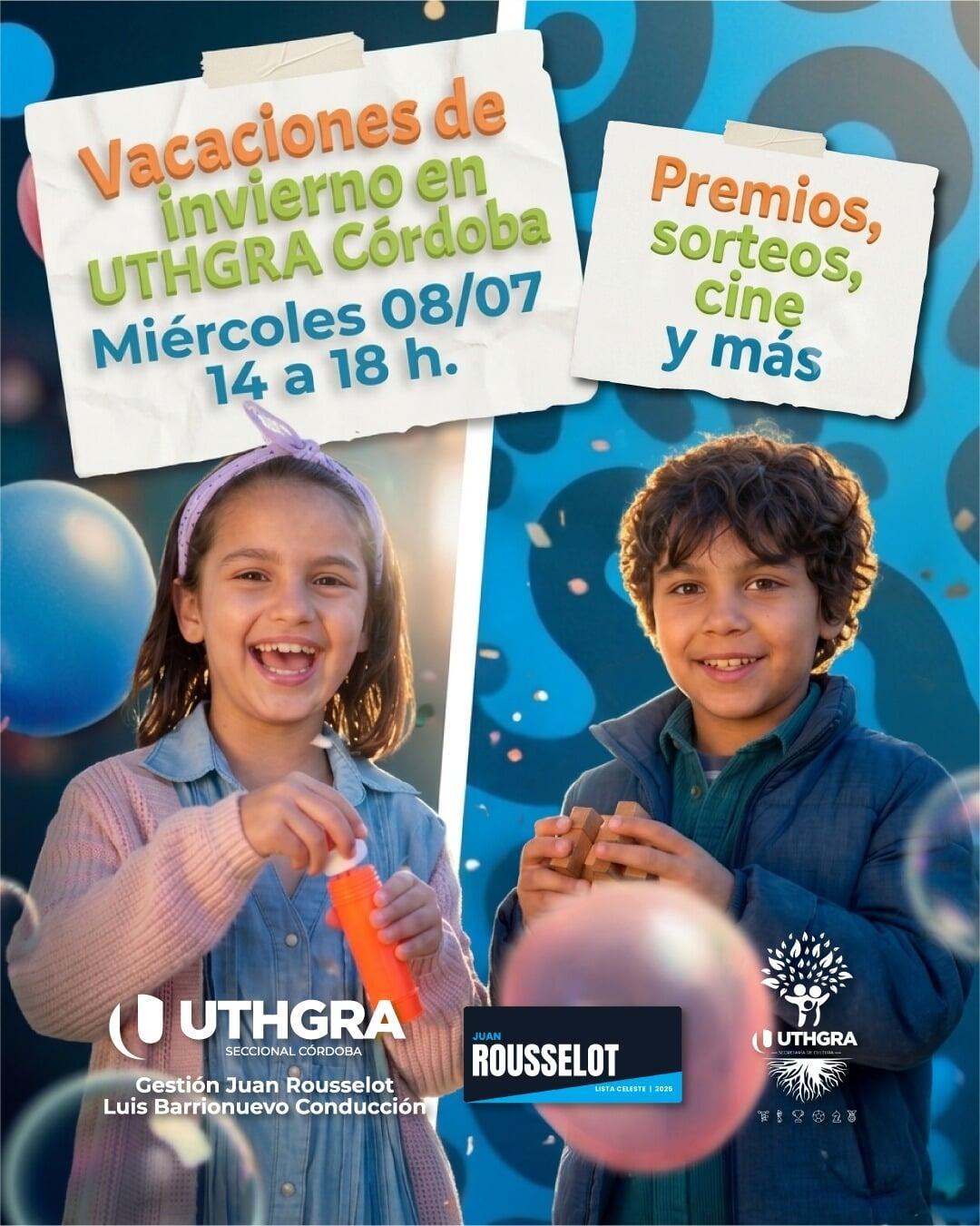 Vacaciones de invierno en UTHGRA Córdoba: juegos, cine y diversión para los chicos